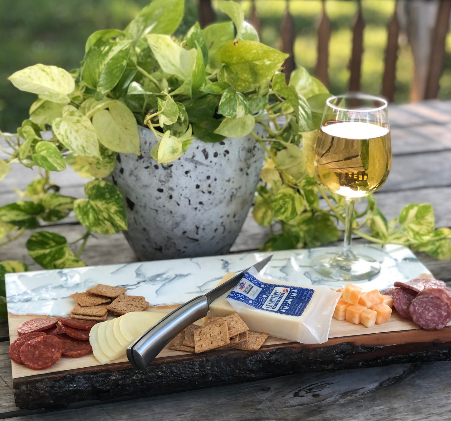 White Marbleized Charcuterie Board