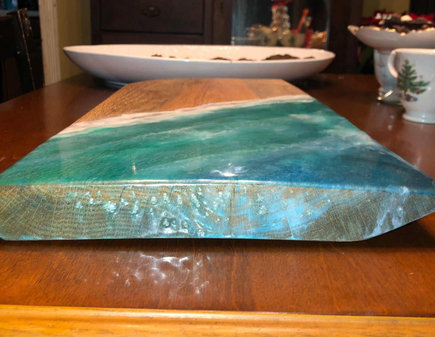 ***SOLD***Caribbean Style Beach Art Epoxy Charcuterie/Serving Board