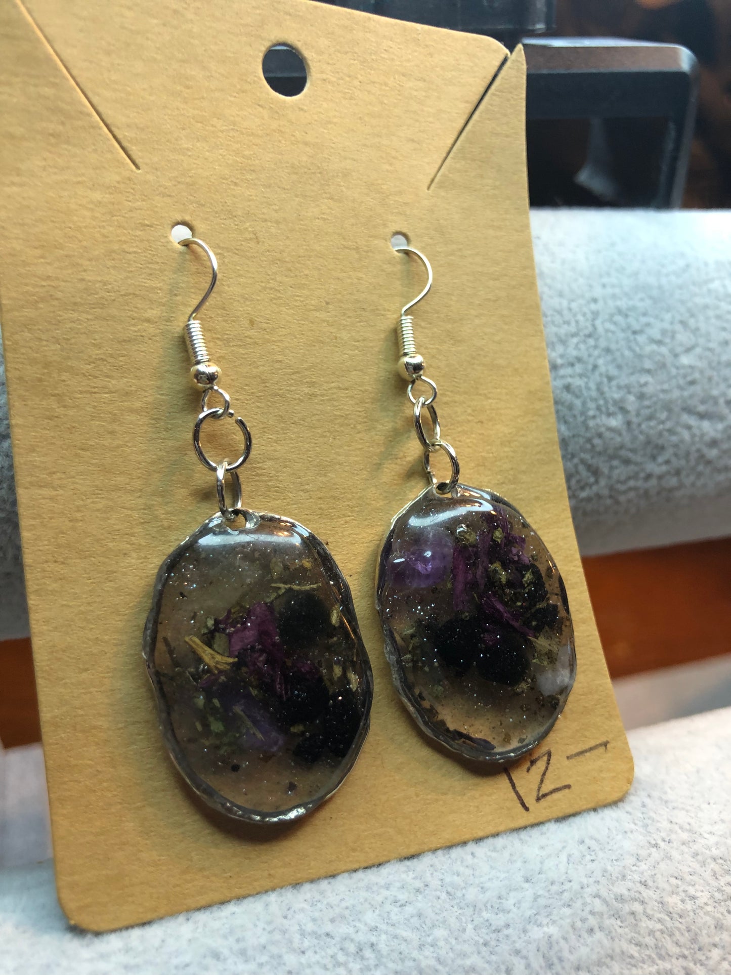 Black Obsidian and Amethyst Earrings Jewelry