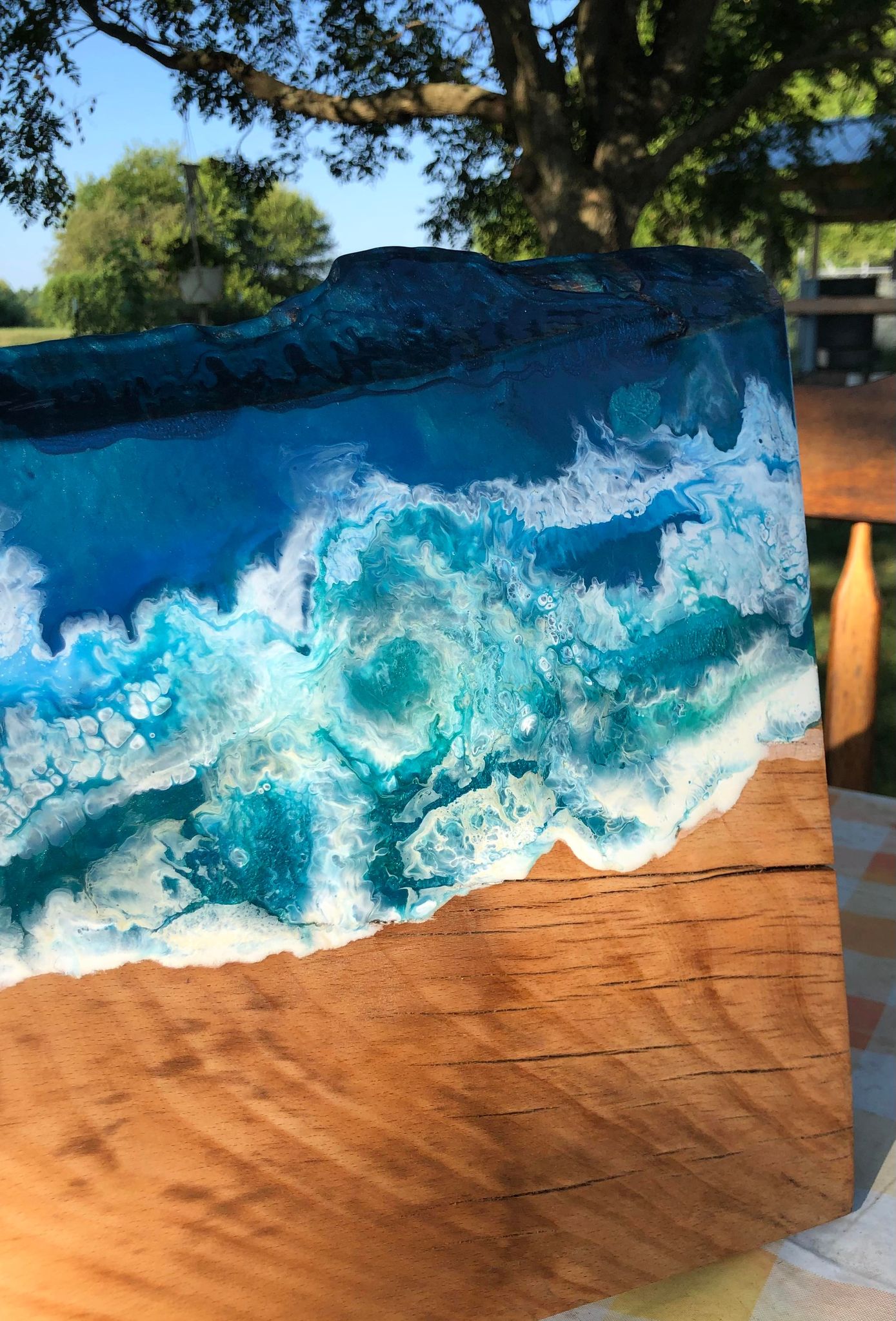 ***SOLD***  Stormy Beach Style Art Epoxy Charcuterie/Serving Board