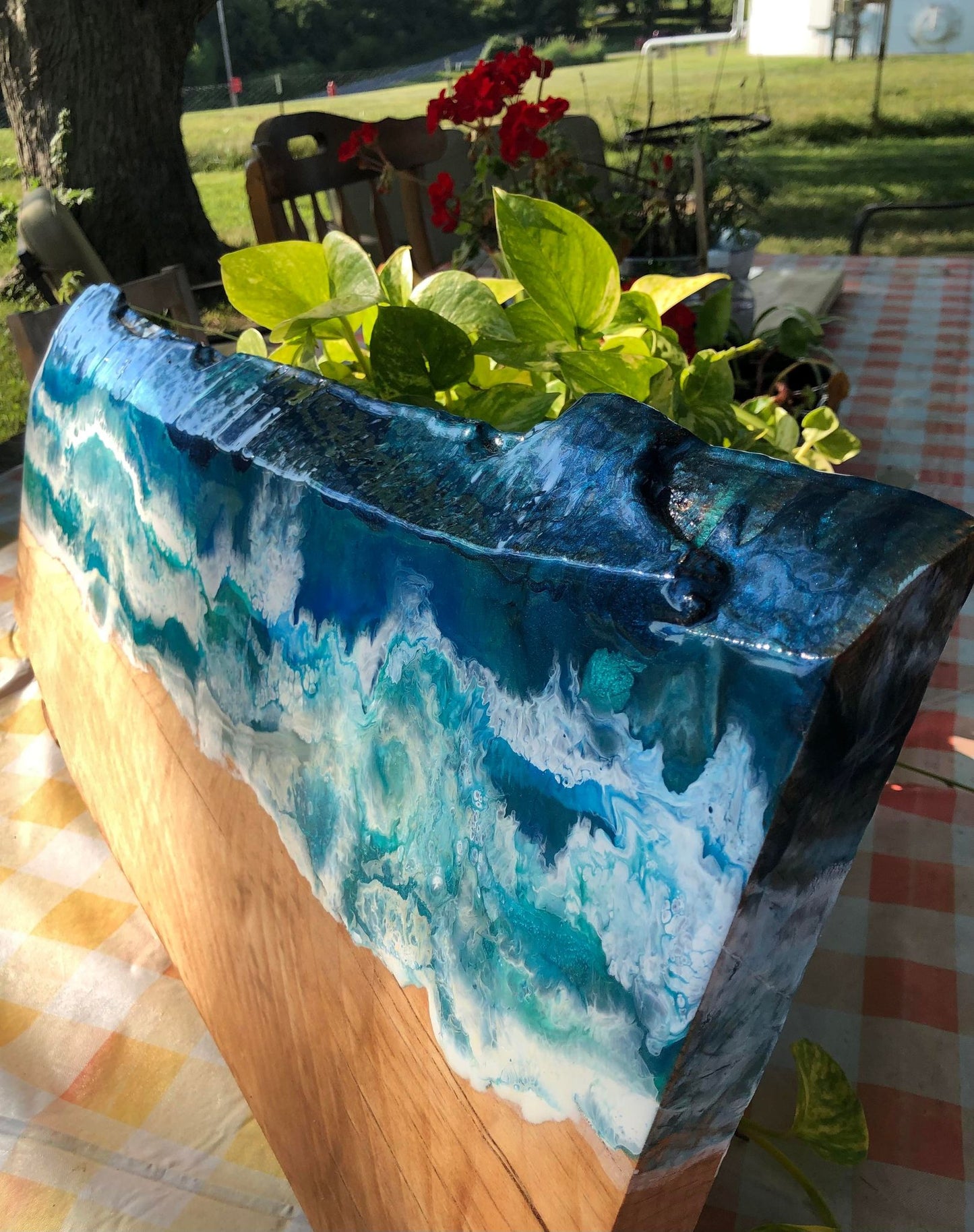 ***SOLD***  Stormy Beach Style Art Epoxy Charcuterie/Serving Board