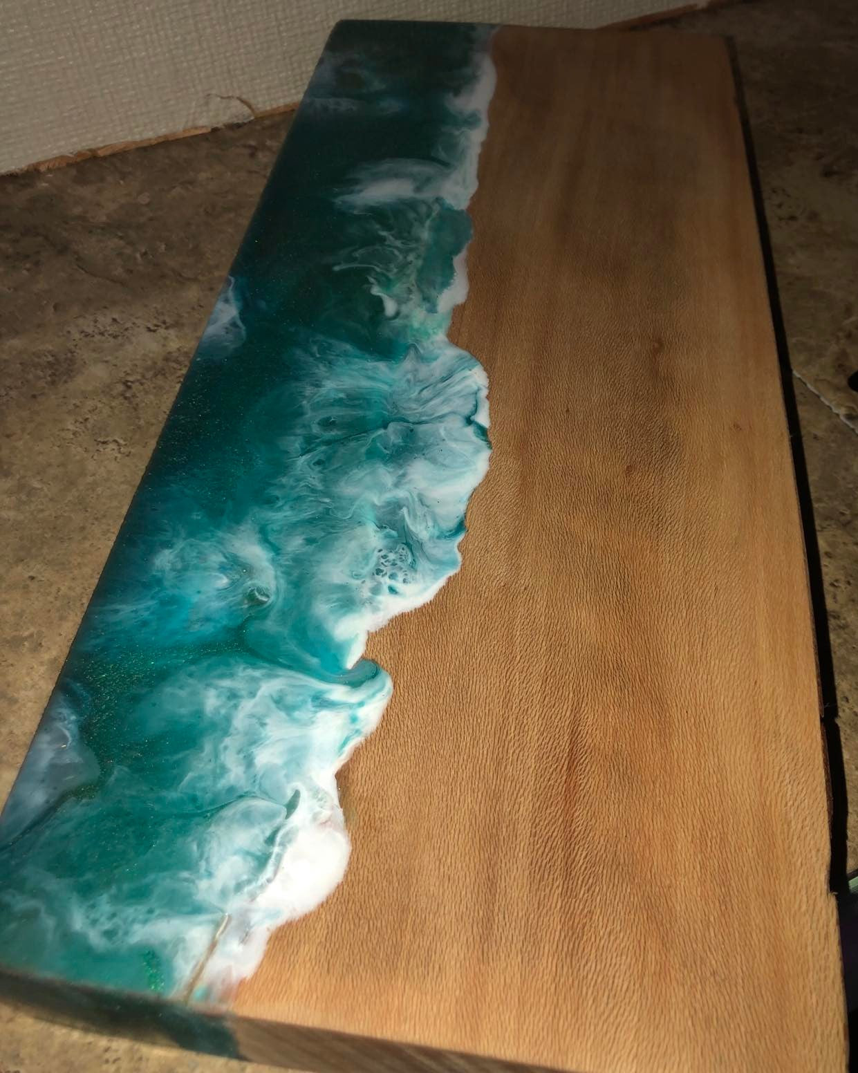 ****SOLD****Caribbean Style Beach Art Epoxy Charcuterie/Serving Board