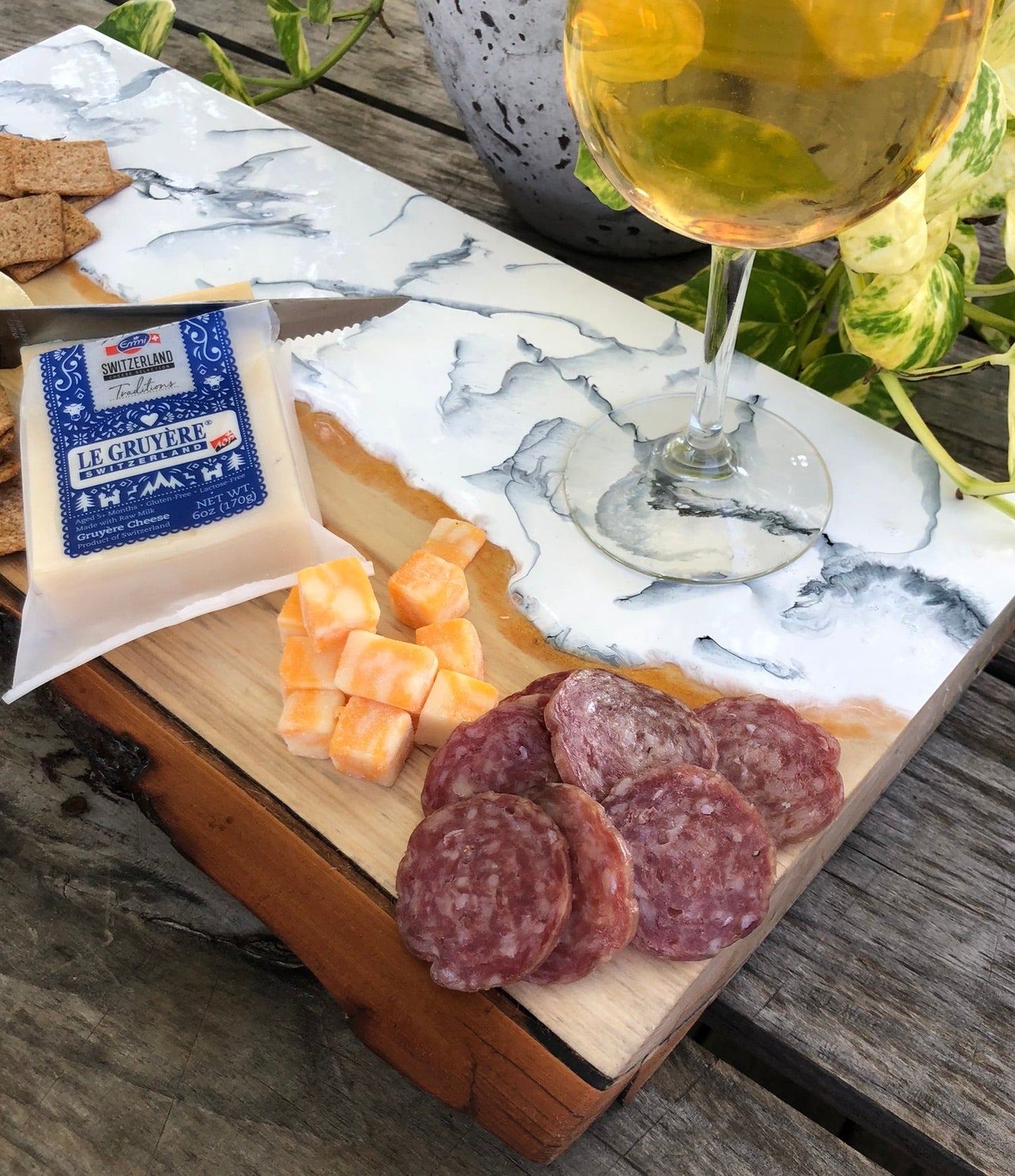 White Marbleized Charcuterie Board