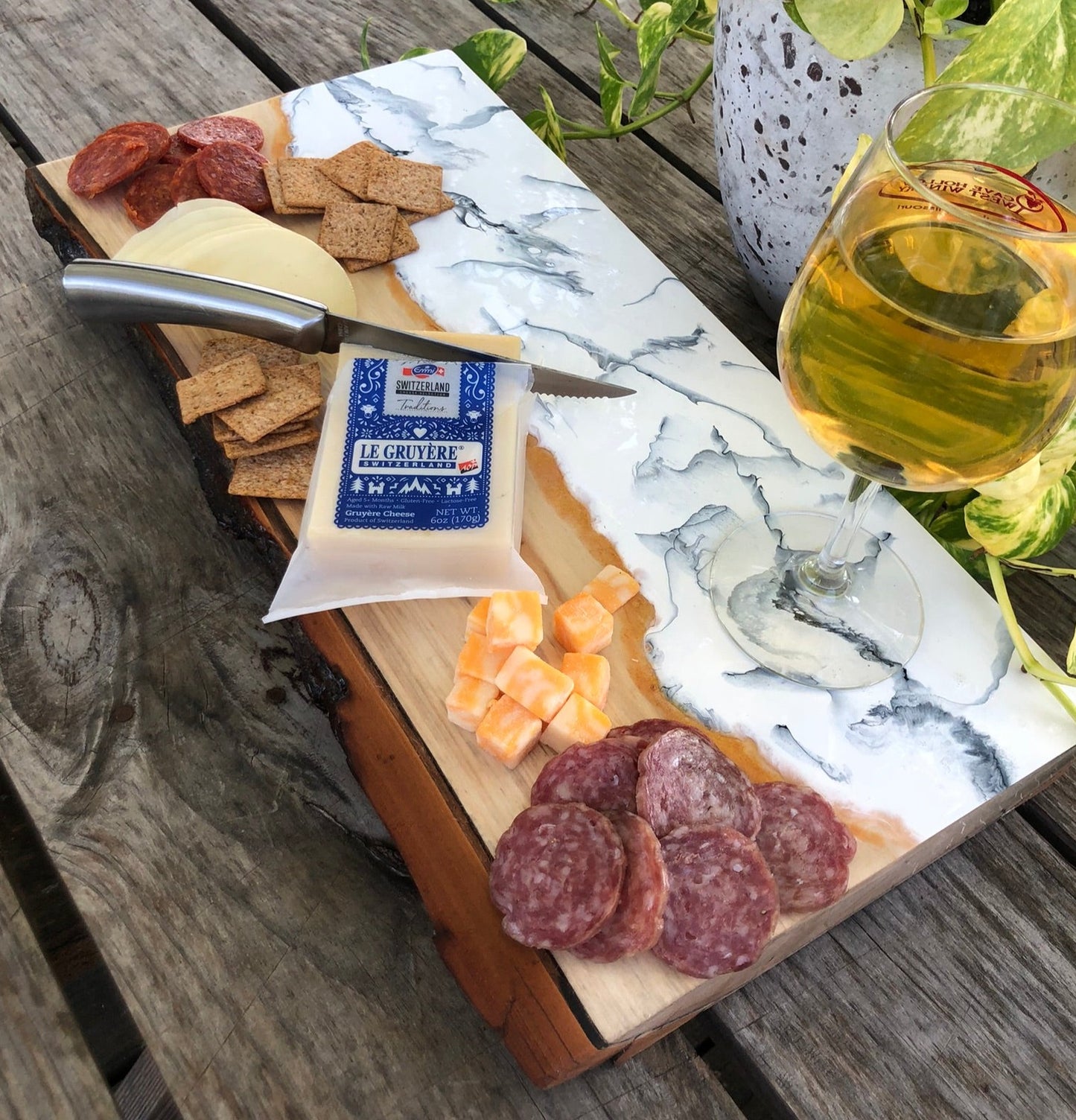 White Marbleized Charcuterie Board