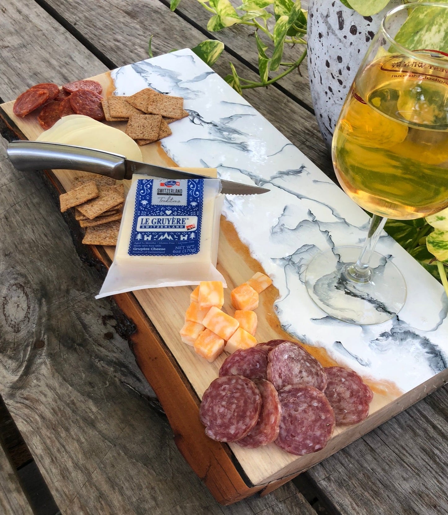 White Marbleized Charcuterie Board