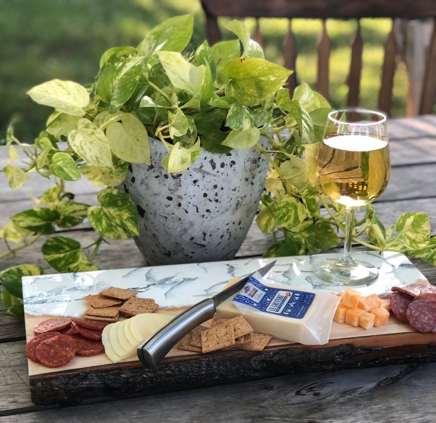 White Marbleized Charcuterie Board