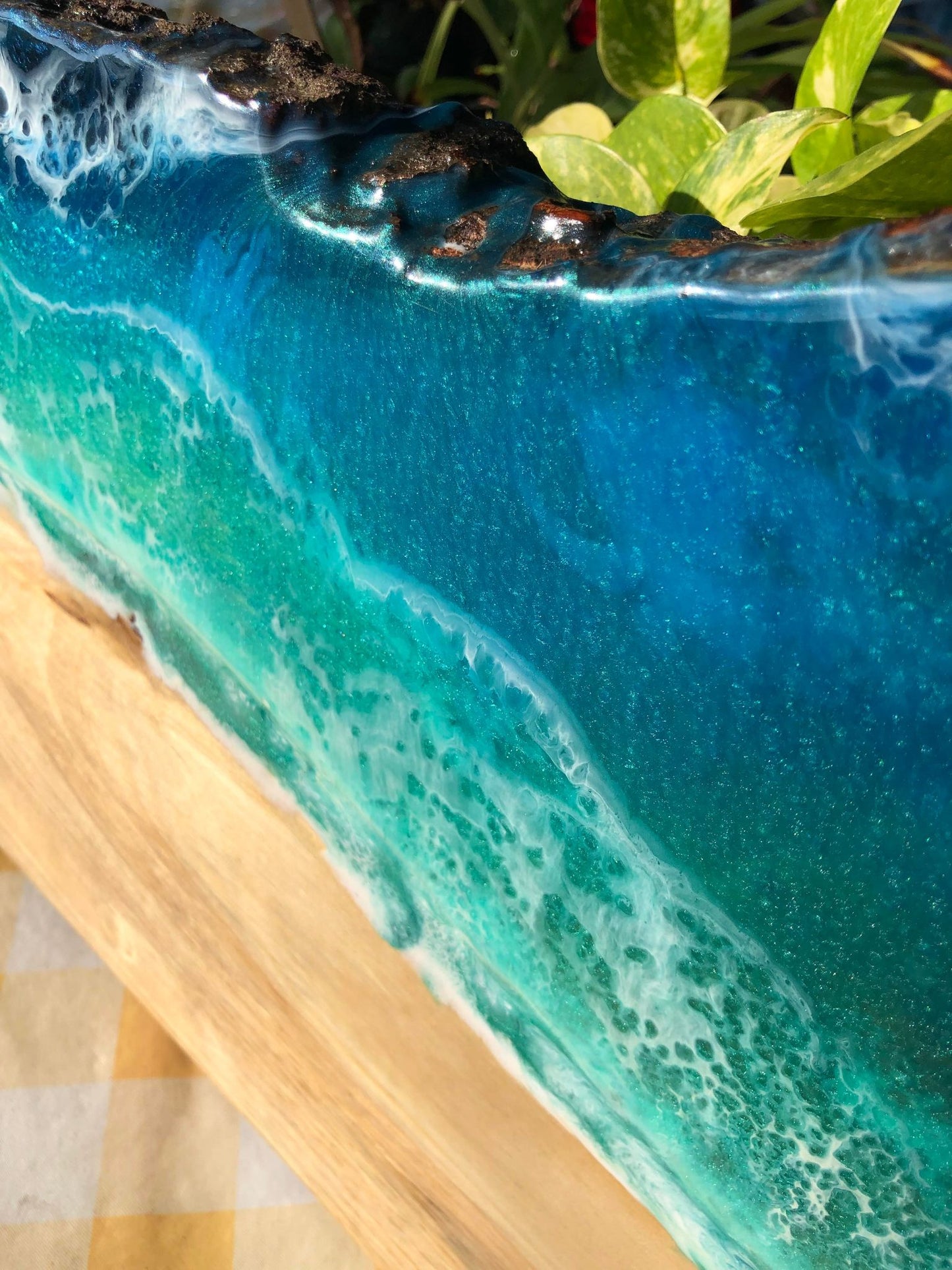 ***SOLD*** Caribbean Style Beach Art Epoxy Charcuterie/Serving Board