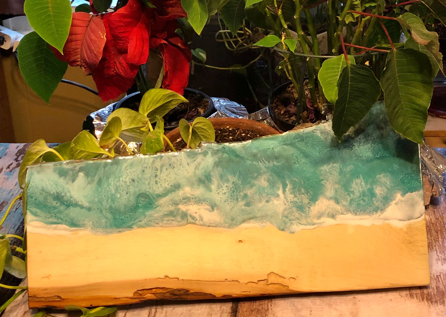 ***SOLD***Caribbean Style Beach Art Epoxy Charcuterie/Serving Board