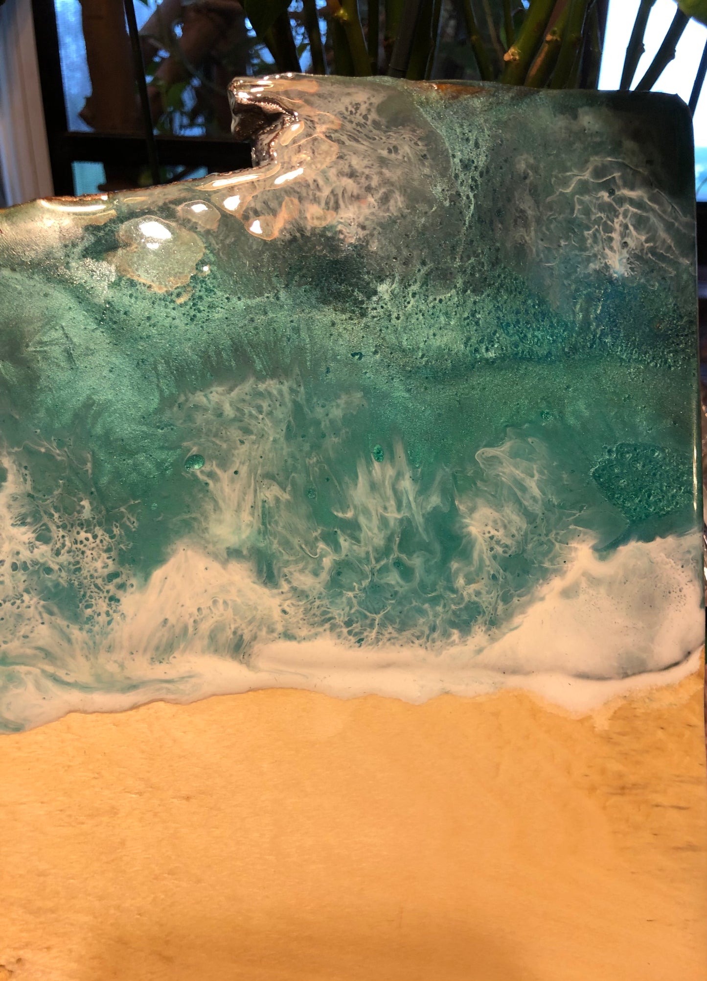 ***SOLD***Caribbean Style Beach Art Epoxy Charcuterie/Serving Board