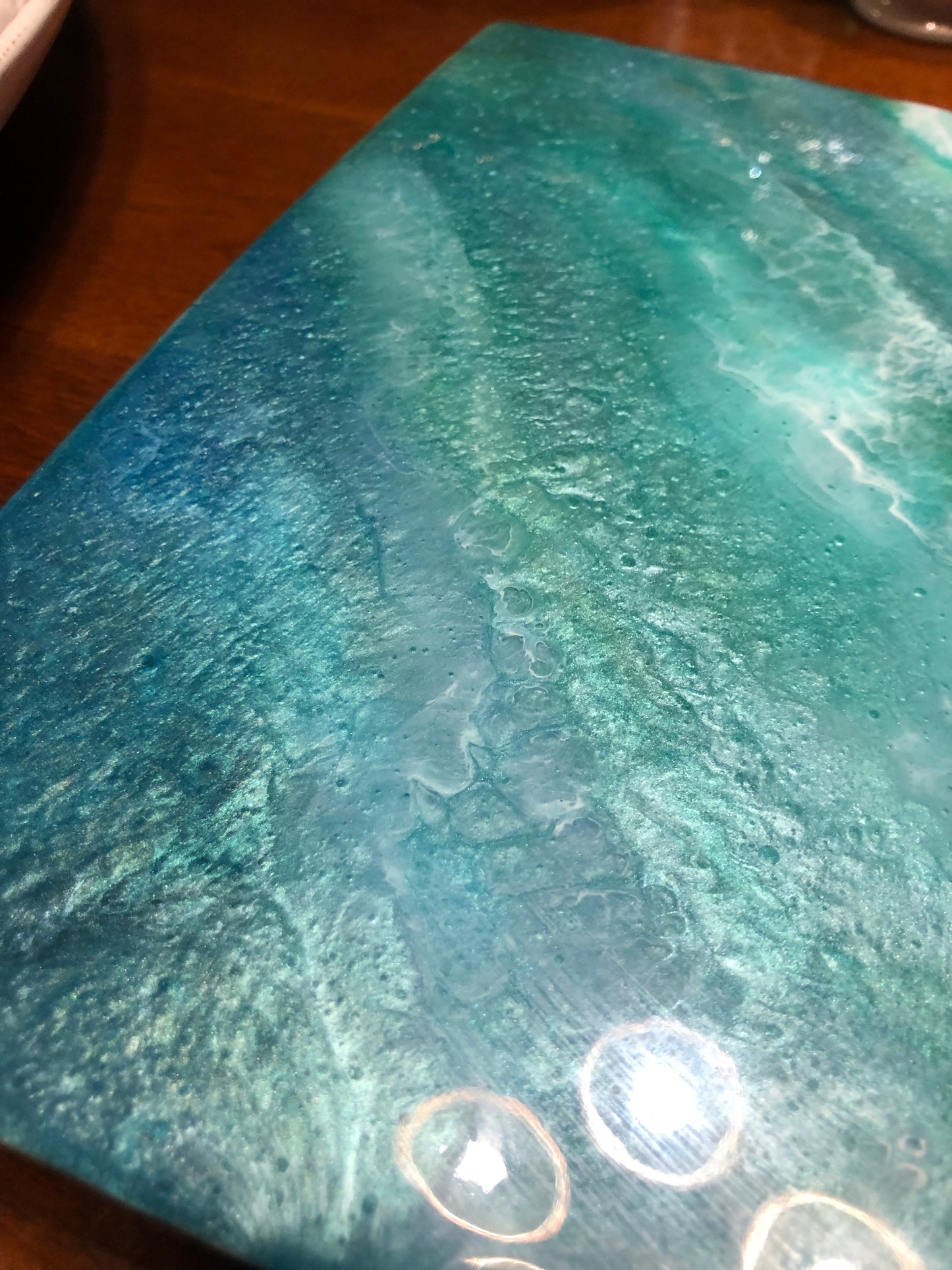 ***SOLD***Caribbean Style Beach Art Epoxy Charcuterie/Serving Board