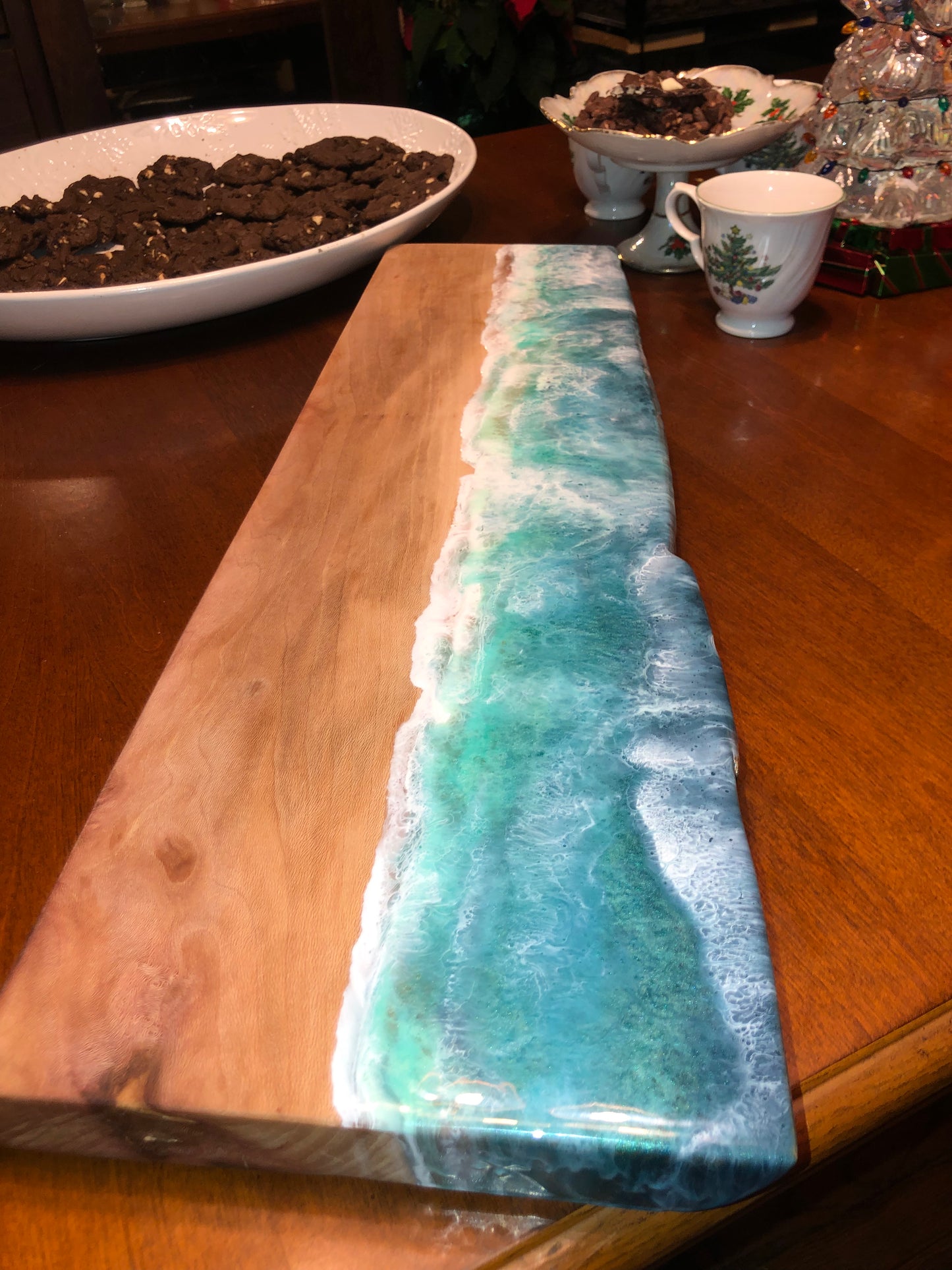 HUGE Stormy Caribbean Style Beach Art Epoxy Charcuterie/Serving Board