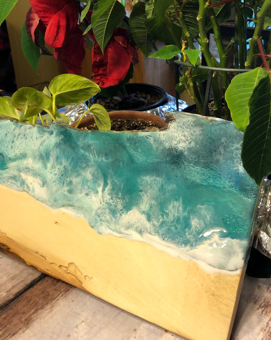 ***SOLD***Caribbean Style Beach Art Epoxy Charcuterie/Serving Board