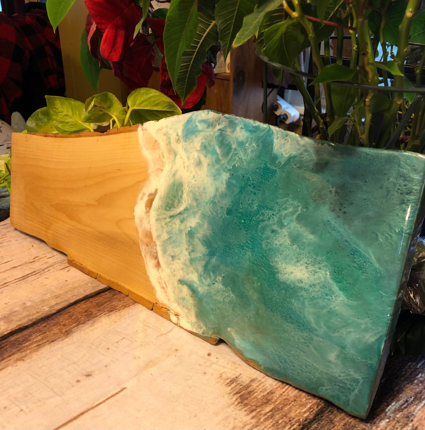 ***SOLD*** Caribbean Style Beach Art Epoxy Charcuterie/Serving Board