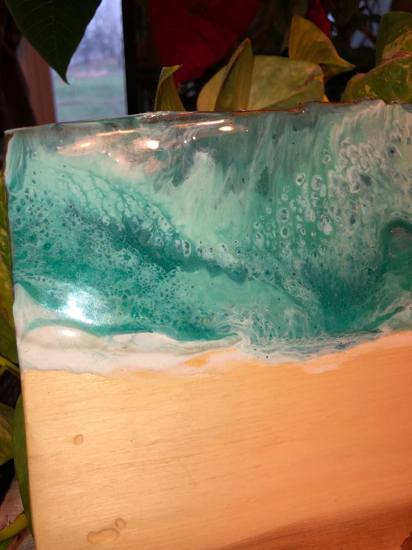 ***SOLD***Caribbean Style Beach Art Epoxy Charcuterie/Serving Board