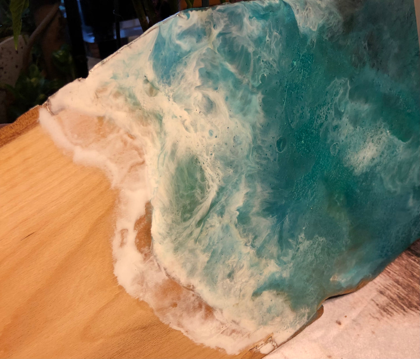 ***SOLD*** Caribbean Style Beach Art Epoxy Charcuterie/Serving Board