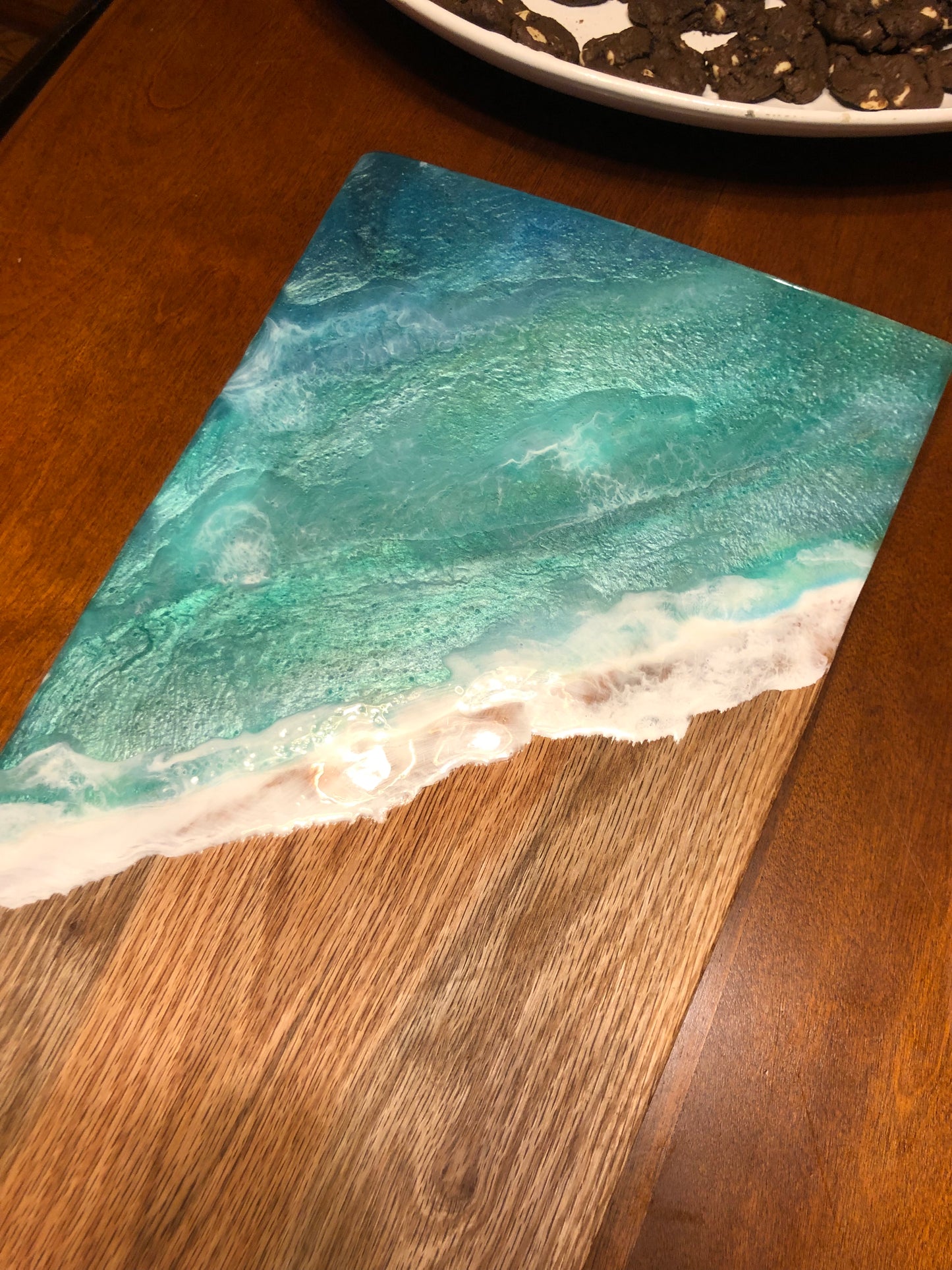 ***SOLD***Caribbean Style Beach Art Epoxy Charcuterie/Serving Board