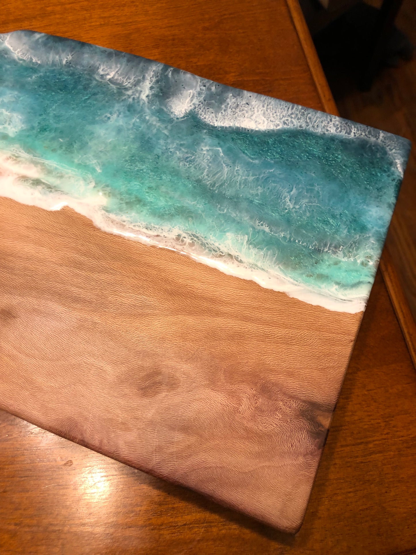 HUGE Stormy Caribbean Style Beach Art Epoxy Charcuterie/Serving Board