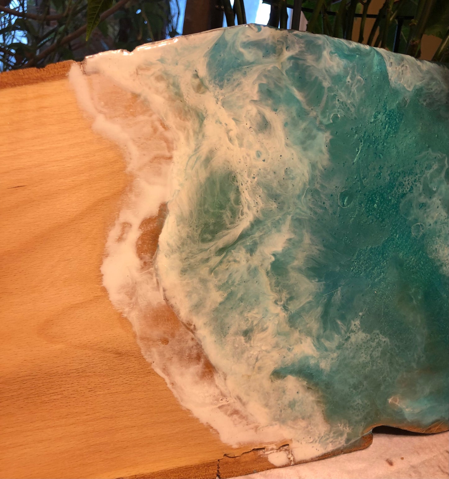 ***SOLD*** Caribbean Style Beach Art Epoxy Charcuterie/Serving Board