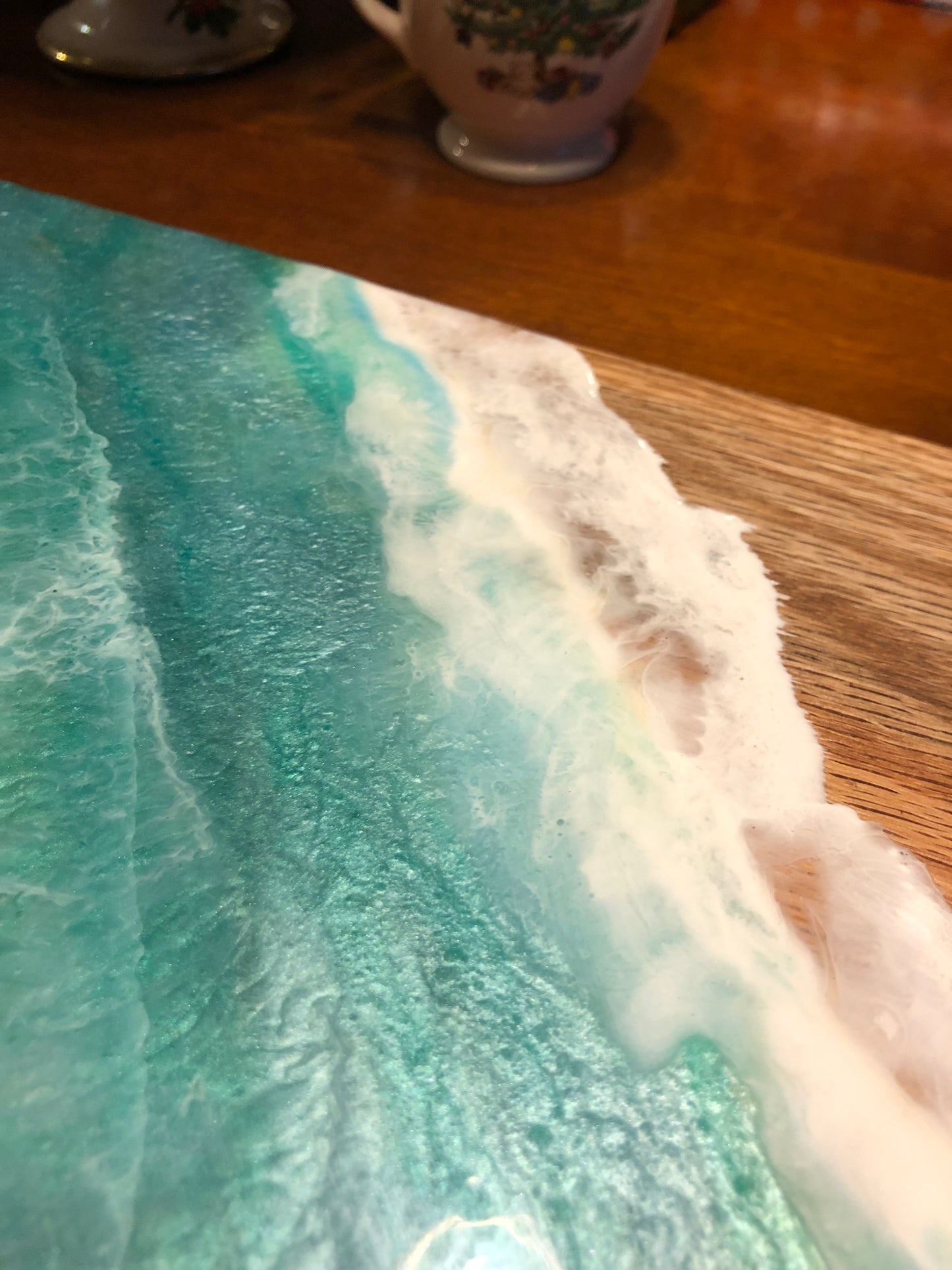***SOLD***Caribbean Style Beach Art Epoxy Charcuterie/Serving Board