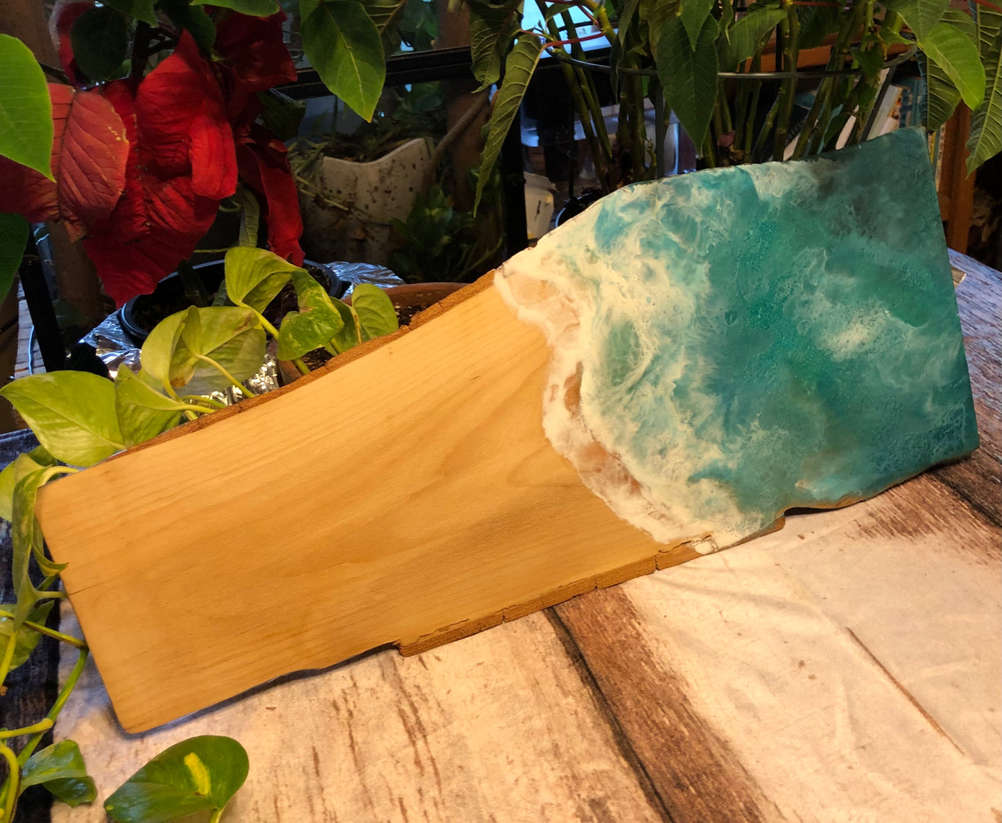 ***SOLD*** Caribbean Style Beach Art Epoxy Charcuterie/Serving Board